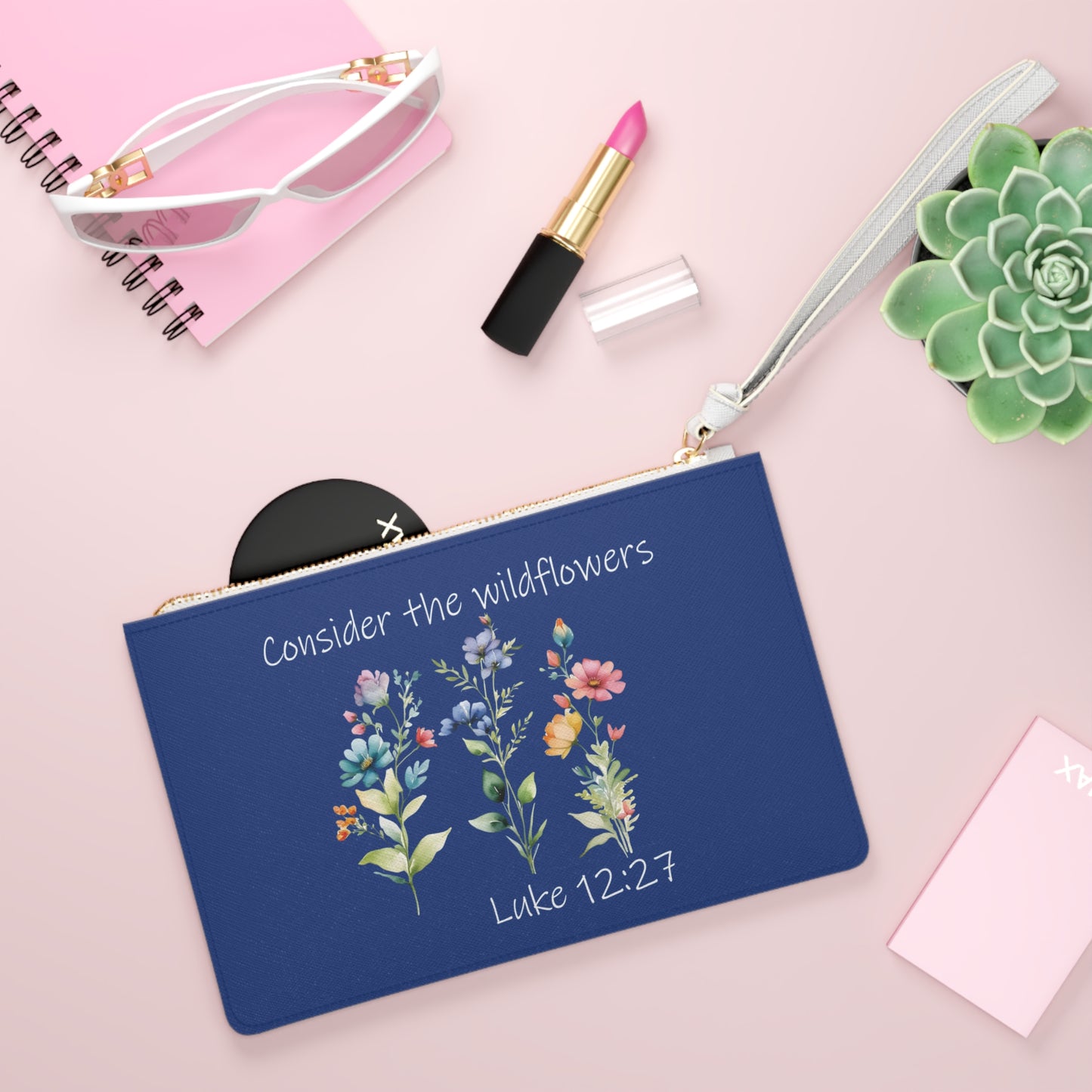 "Consider the Wildflowers" Luke 12:27 Clutch Bag